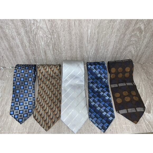 Kenneth Cole Reaction Men's Multicolor Silk Tie Set of 5 Geometric Pattern‎ - Picture 1 of 8